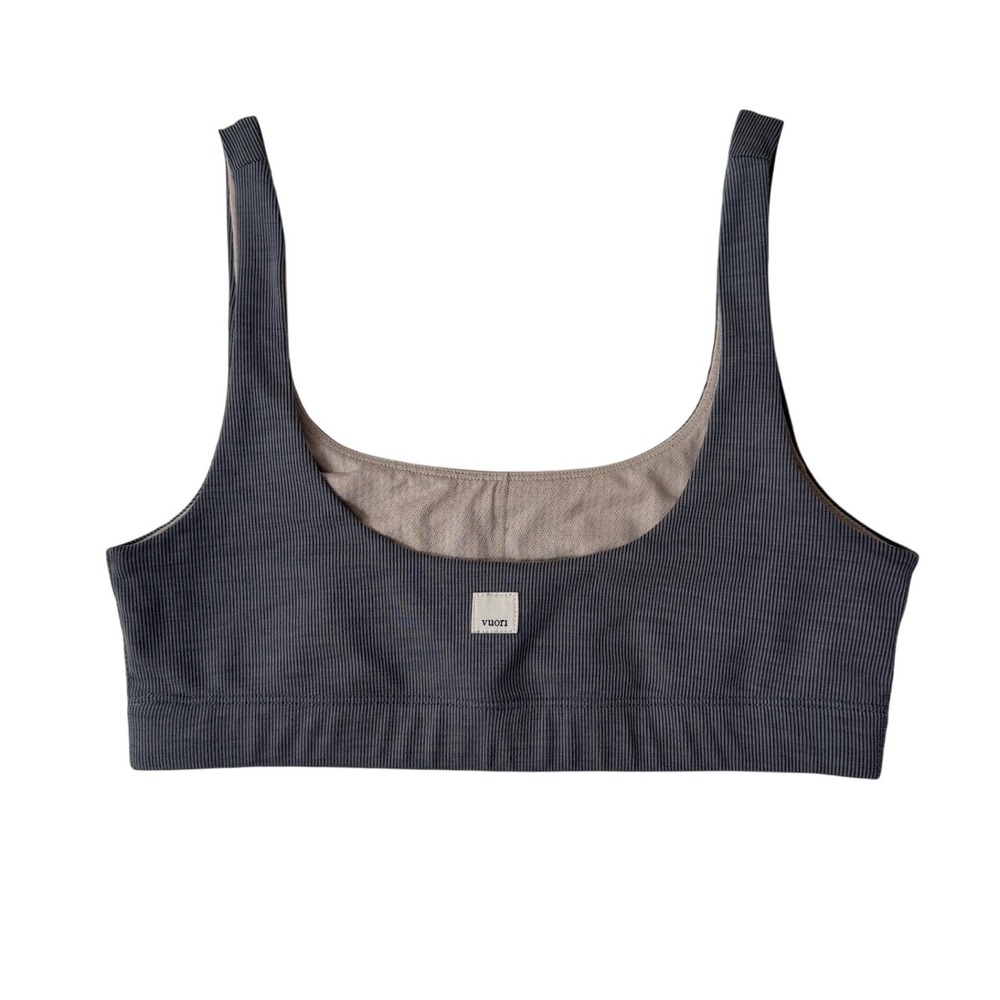 Vuori Ribbed Sports Bra Charcoal Gray Size M